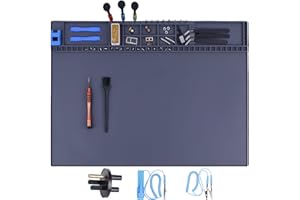 Premium Heat Resistant 932°F 20.7" x 13.4" Magnetic Anti-static Mat with Grounding Accessories, HPFIX ESD Safe Electronics Work Mat for Computer Cell Phone Laptop Repair