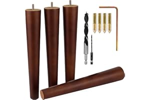 Airy Abode Premium Walnut Wood Furniture Legs (Full Install Kit) - Pick Your Size and Color
