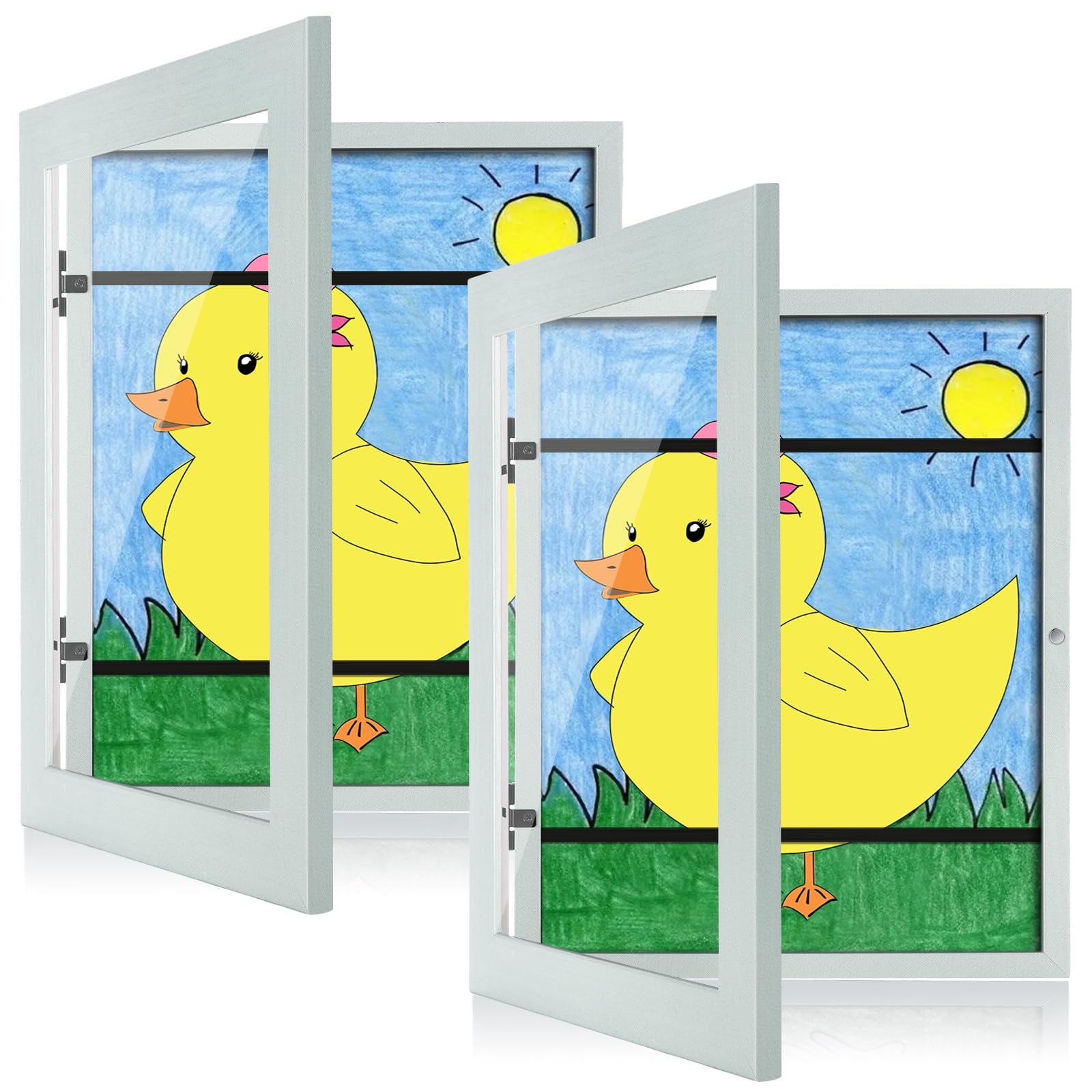 Photo 1 of [2-Pack] Kids Art Frames, 8.5x11 Front Opening Kids Artwork Frames Changeable, Pale Green Artwork Display Storage Frame for Wall, Holds 50 Pcs, for 3D Picture, Crafts, Children Drawing, Hanging Art,