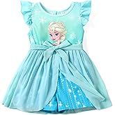 Disney Princess Frozen Elsa Minnie Mouse Stitch Toddler Girl Romper With Skirt Overlay Summer Jumpsuit with Bow 2-6 Years