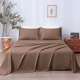 LONAVA Full Sheet Set 4 Pieces, Ultra Soft &amp; Breathable Microbifer Sheets, 1600 Thread Count Hotel Luxury Oeko-Tex Bedding, 14-16 Inch Deep Pocket Durable Wrinkle Free Bedsheets, Brown