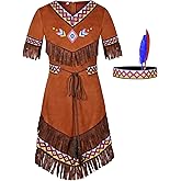 Gorkonpy Native American Costume Girls with Headdress
