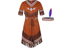 Gorkonpy Native American Costume Girls with Headdress