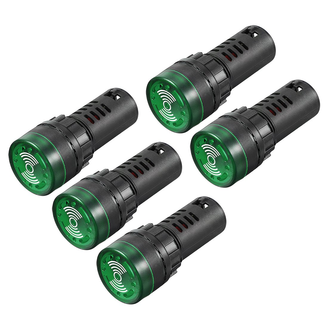 sourcing map 5Pcs Green Indicator Light with Buzzer AC/DC 12V, 22mm Panel Mount Flashing Alarm, for Electrical Control Panel, HVAC, DIY Projects