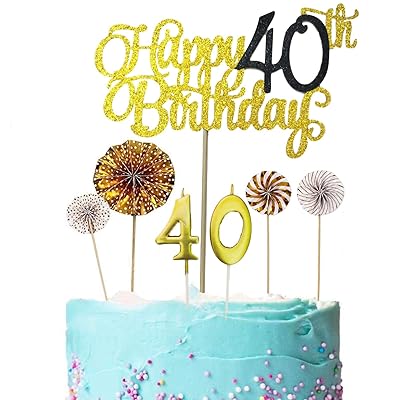 Buy Happy 40th Birthday Cake Topper Gold Black Glitter 40th Birthday Cake Topper Cheers To 40 Years 40 Fabulous With Number 40 Candles Paper Fans For 40th Birthday Party Decoration Supplies Online Happy 40th Birthday Cake Images