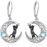 LOOVE Sterling Silver Tree of Life/Flower/Bee/Animals/Cat/Hummingbird Dangle Earrings Moonstone Turquoise Drop Leverback Earrings Jewelry Gifts