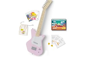 Loog Pro VI Electric kids real guitar for Beginners Ages 9+ Learning app & lessons included (Pink)