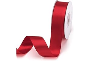 Red Satin Ribbon for Gift Wrapping, 1 Inch x 25 Yards Double Sided Polyester Ribbon for Christmas Halloween Wedding Birthday 