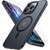 Miracase Magnetic for iPhone 15 Pro Max Case 6.7 inch (Compatible with MagSafe)（with 2X Screen Protectors） Military-Grade Protection, Anti-Fingerprint Translucent Matte Phone Cover, Black