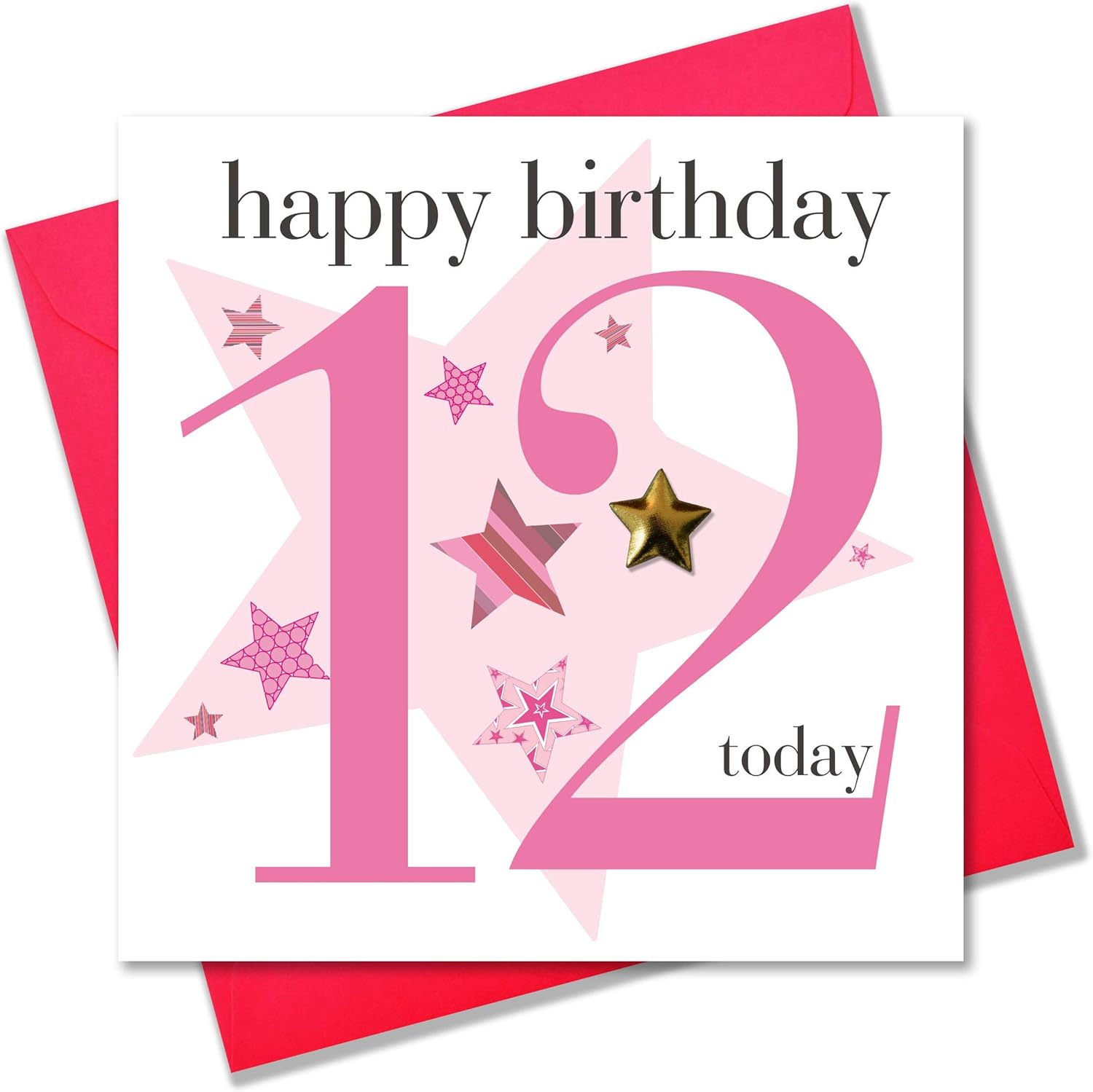 Claire Giles Ages Age 12 Girl Birthday Card, AGE12G, Pink, 150mm x 150mm