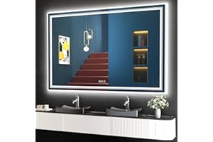 Snowdool LED Bathroom Mirror, 60"X40" with Front and Backlit, Anti-Fog, Large Bathroom Vanity Mirror for Wall, Memory Function, Stepless Dimmable, Tempered Glass (Horizontal/Vertical)