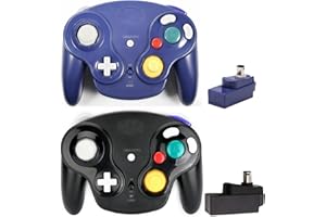 Game Cube Controller,NGC 2.4G Wireless Classic Controller for Wii Game Cube, With Receiver Adapter (Black and Blue)