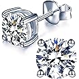 YODEWA 1/2/3ct Moissanite Stud Earrings for Women 925 Sterling Silver Hypoallergenic Flat Back 1 Pair DEF Color Lab Created Brilliant Round Moissanite Earrings