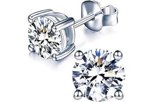 YODEWA 1/2/3ct Moissanite Stud Earrings for Women 925 Sterling Silver Hypoallergenic Flat Back 1 Pair DEF Color Lab Created B