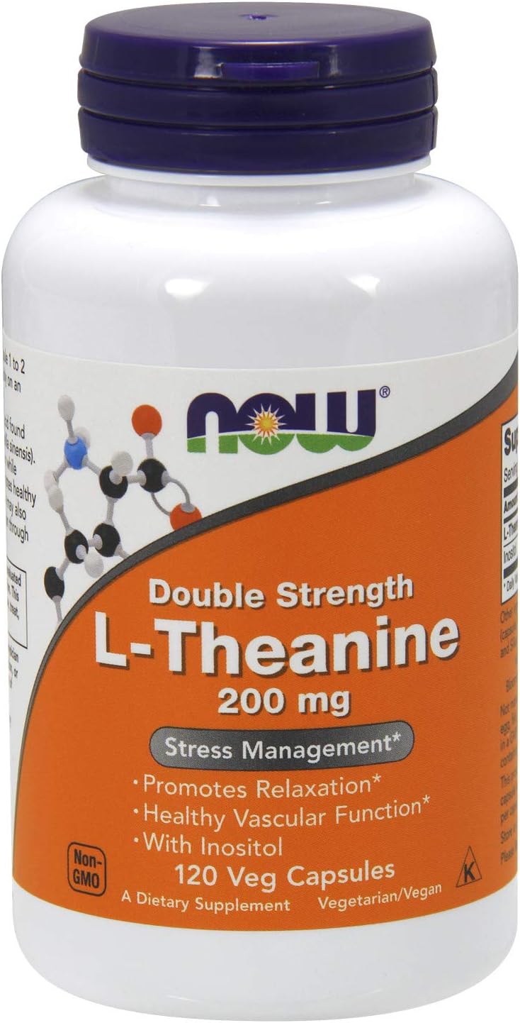 NOW Supplements, L-Theanine 200 mg with Inositol, Stress Management*, 120 Veg Capsules: Health & Personal Care