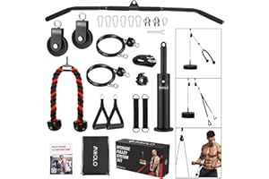 Mikolo Upgraded Weight Lift Pulley System - LAT Pulley Attachments with Adjustable Length Cable for Full Body Training, Home Gym Set