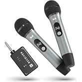 ECHOMUSSY Wireless Microphone System, Dual Handheld Microphones | Dual Receiver Chips, All-Metal Mics and 200FT Wireless Range Deliver Stable, Clear Audio with Reduced Interference.
