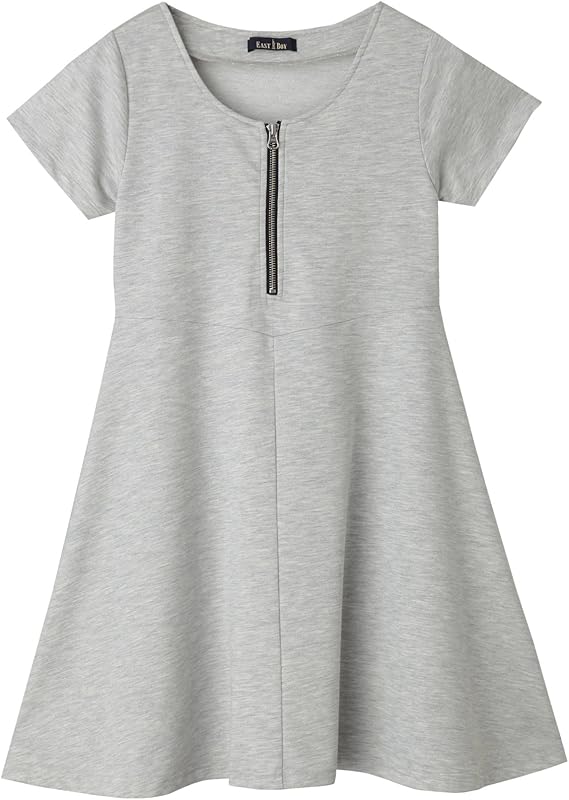 Amazon イーストボーイ Eastboy ジップ使いフィット フレアーワンピース 杢グレー 9号 ワンピース チュニック 通販