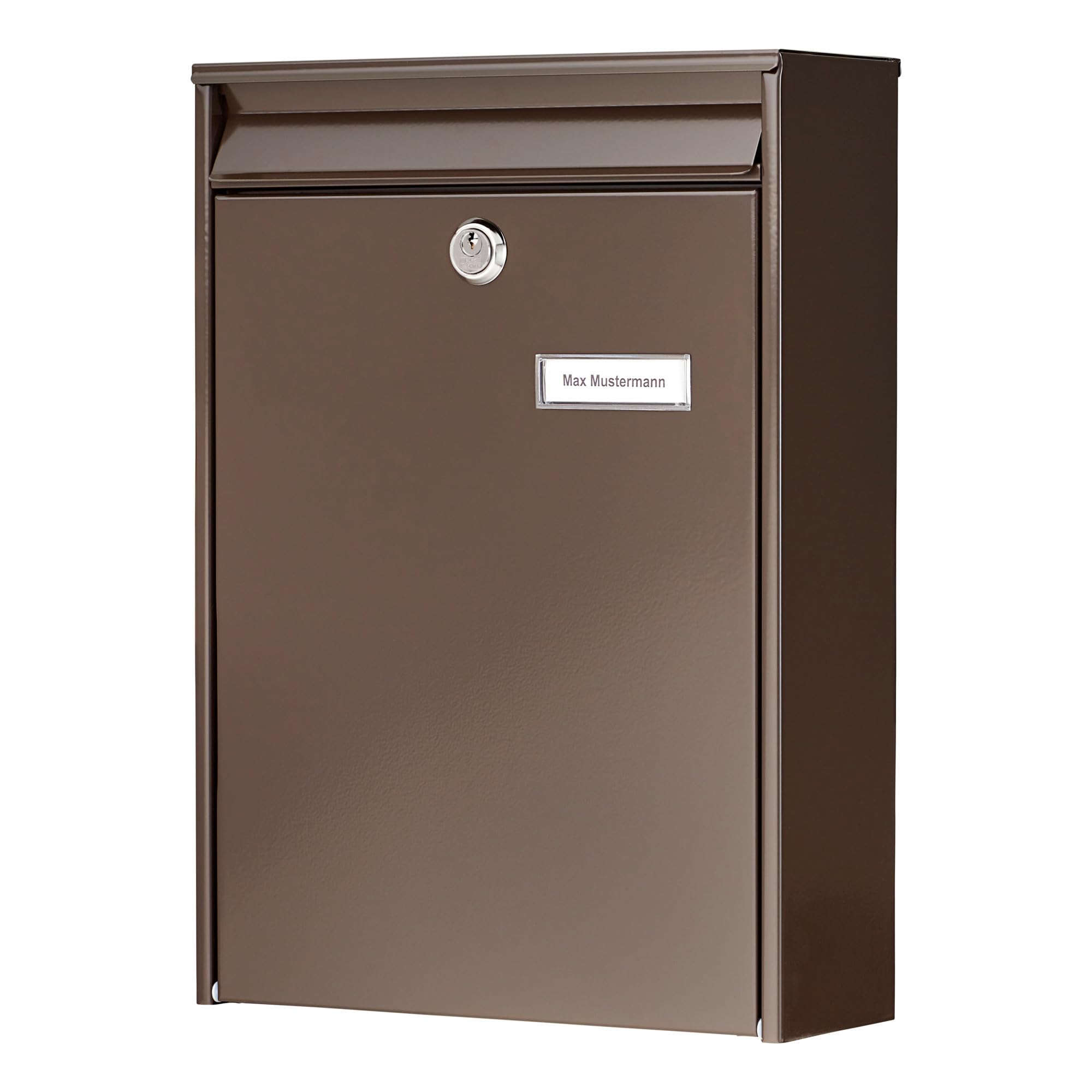 Burg-Wächter Leipzig 777 BR Steel Letter Box A4 Letter Format EU Standard EN 13724 Galvanised Steel Brown