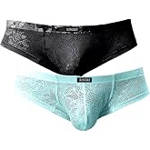 iKingsky Men's Cheeky Boxer Briefs Sexy Thong Underwear Breathable Lace Mens Panties