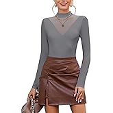 Avidlove Bodysuits for Women Long Sleeve Going Out Tops Mock Turtleneck Body Suits Double Lined Leotard Shirts