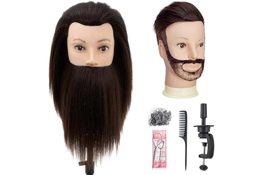 Male Mannequin Head with Hair,10″ Barber Mannequin Head,Cosmetology Hairdresser Training Doll Manikin Head for Hair Styling and Practice（black）