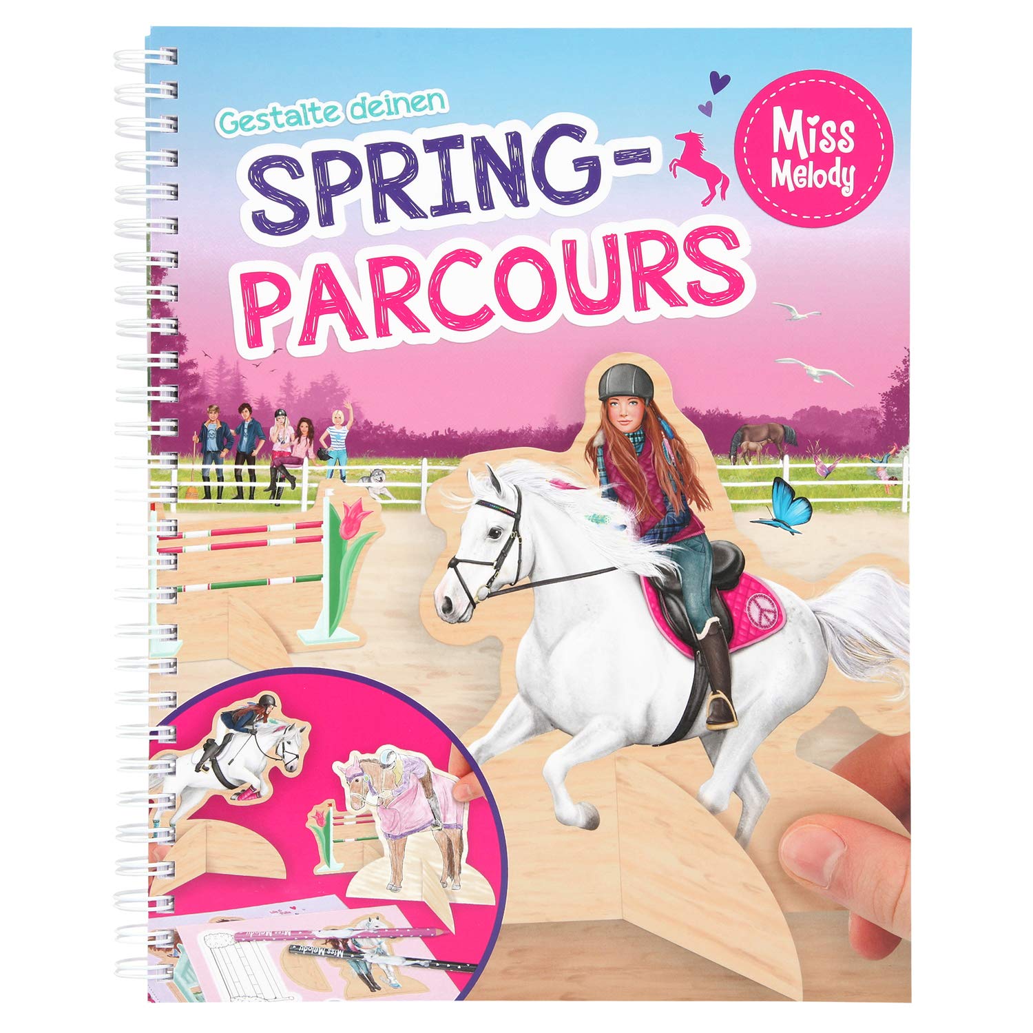 Depesche 10901 Miss Melody Colouring Book with Craft Pages, Design Your Jumping Course, Approx. 24.5 x 20 x 1.5 cm