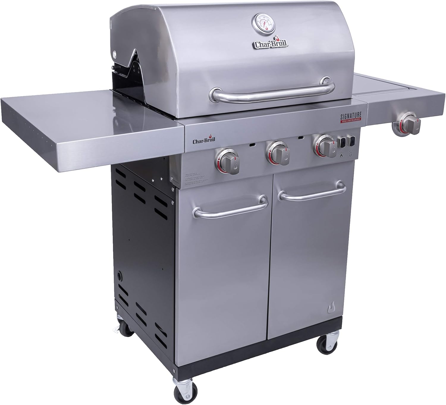 review Char-Broil 463342620 Signature TRU Infrared 3-Burner Cabinet Style Gas Grill, Stainless Steel