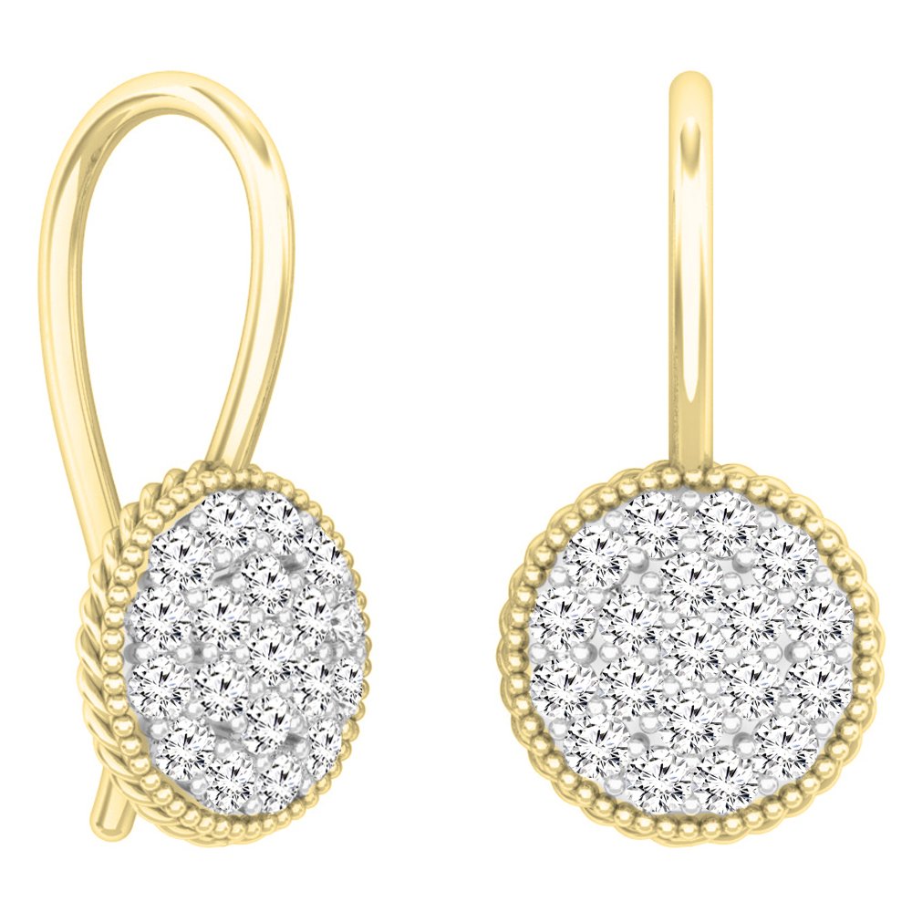 Giacche Rimovibili Per Orecchini In Oro Bianco 14kt E Giallo Con Diamanti Rotondi 0.15 Ct - DazzlingRock Collection