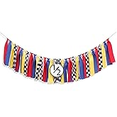 Mcqueen Party Supplies For Half Birthday - 1/2 Race Car Birthday Banner For Photo Booth Props And Backdrop Cake Smash, Best Half Party Decorations For Kids (Half Race Car Banner)