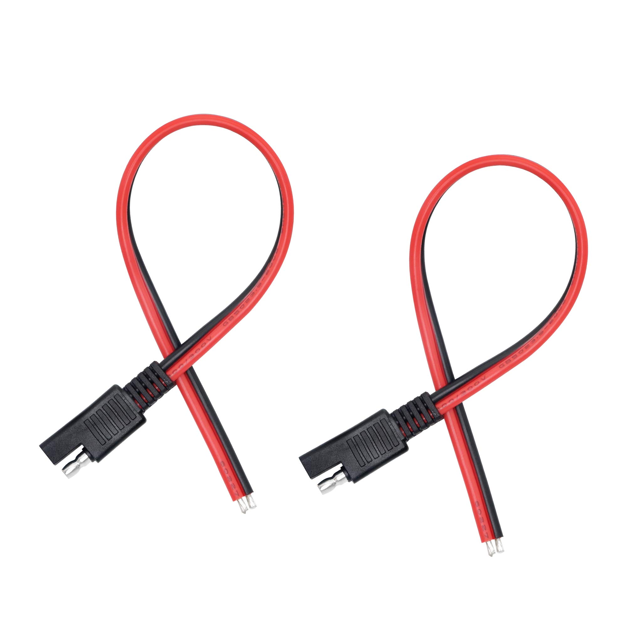 PNGKNYOCN 2 Pack SAE 12V 14AWG SAE 2 Pin Quick Connect Quick Disconnect Plug Extension Cable for Motorcycles, Cars, Tractors (30cm)