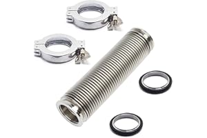 QMINOX KF40 Vacuum Hose Kit, 2-Pack 200mm SS304 Bellows with NW40 Flanges, 2 Clamps, 2 Rings, 2 FKM O-Rings for Vacuum System