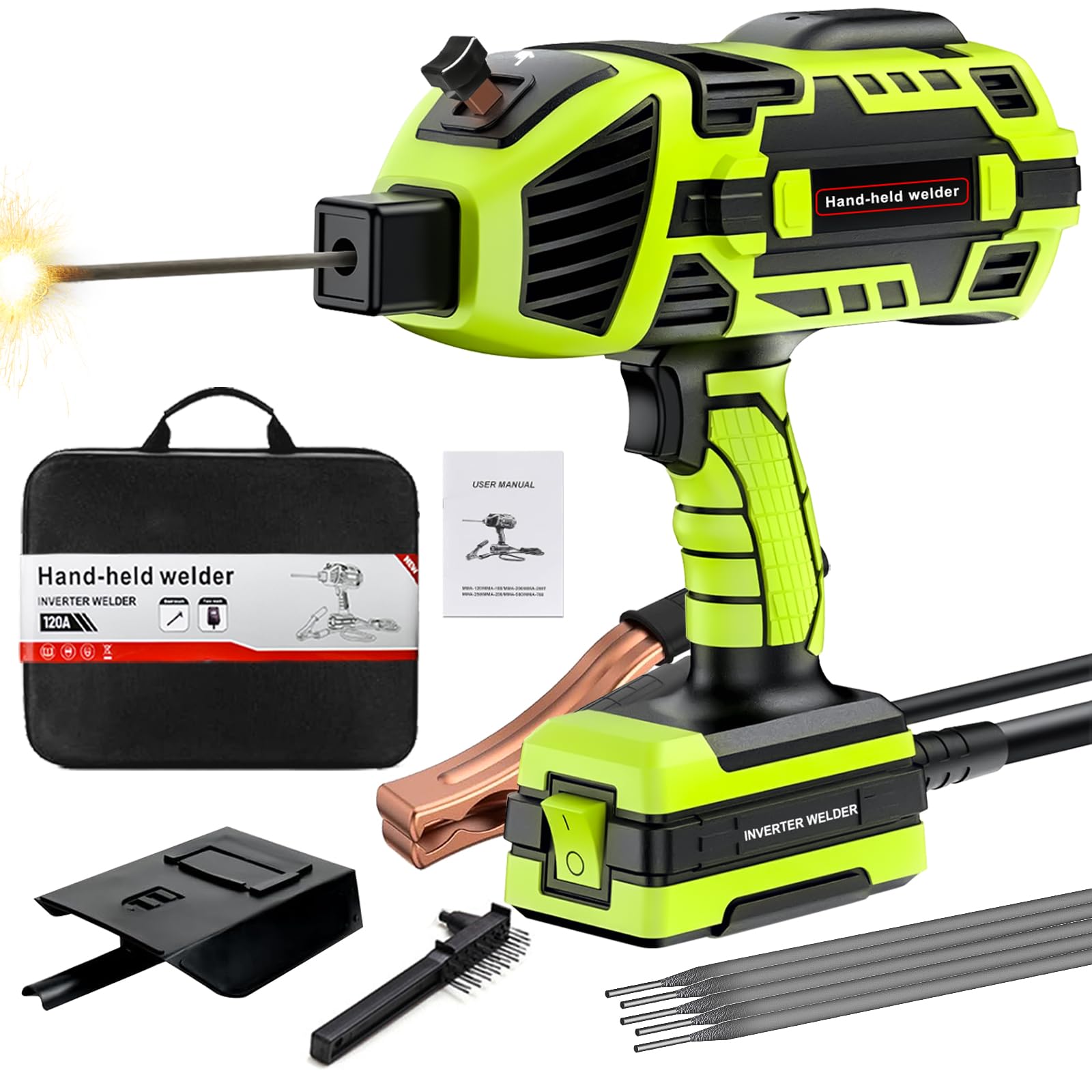 Photo 1 of YesRight 120A Welding Machine Handheld 110V Portable Electric ARC Welder Gun Hand Held Welder Machine with IGBT Inverter 5 Variable Current Adjustment for 1/16''-1/8'' Welding Rods