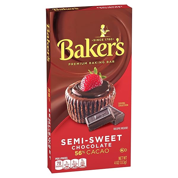 BAKER’S SEMI-SWEET CHOCOLATE PREMIUM BAKING BAR WITH 56% CACAO, 4 OZ BOX