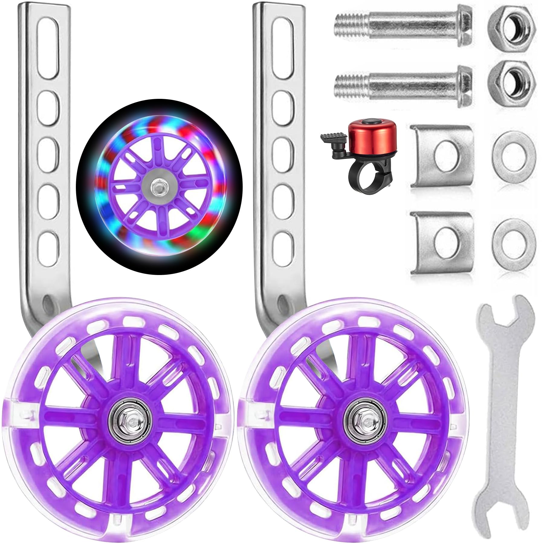 Universal Training Wheels，Stabilisers for childs bike，Bicycle Stabilisers，Auxiliary Wheel Bicycle，Kids Bike Stabilizers，Stabilisers for bikes，Wheel Stabiliser，Cycling Training Wheels (purple) — image 1