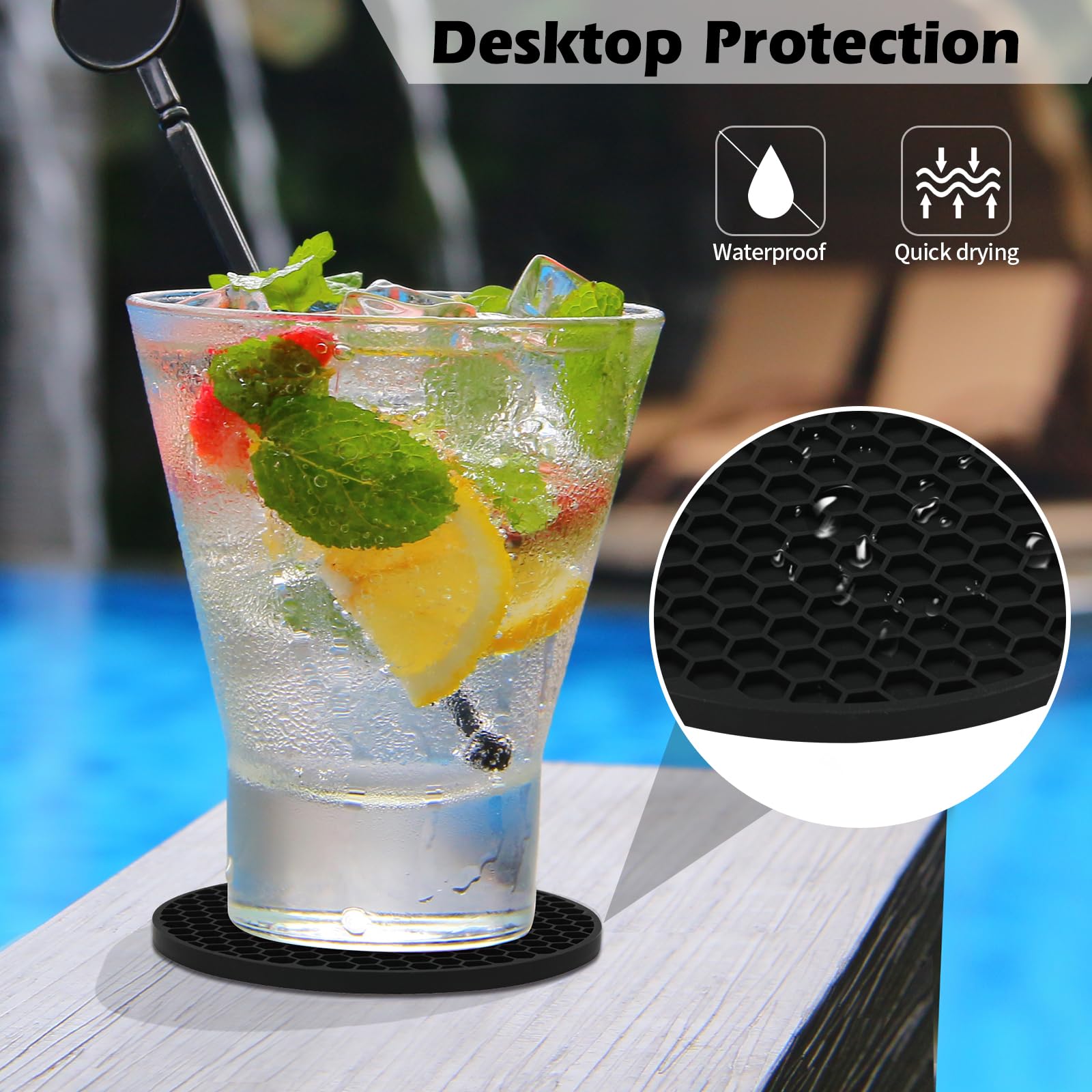 Silicone Coasters Set of 16 with Holder,Coasters