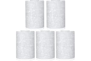 Rivqahra Glass Lamp Shade Replacement Globe & Cover for Light Fixture, 6-1/16" Height 4-1/16" Diameter, 1-5/8 inch Fitter, 5 Pack Frosted White Linen Cylinder Glass Shade