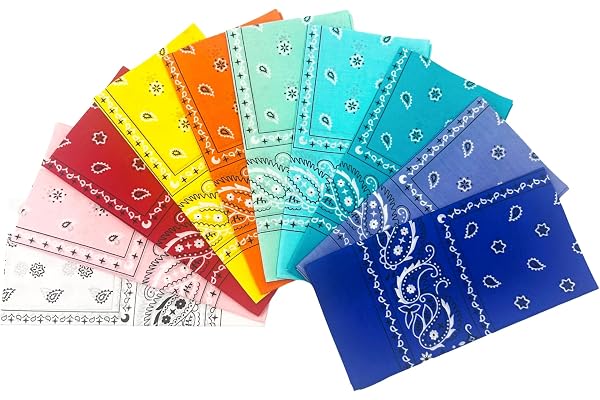 Vamqor 100% Cotton 10 Pack Fine Bandanas
