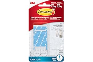 Command Bath Replacement Strips, 2-Medium and 4-Large Water-Resistant Adhesive Strips, Re-Hang Bath Hooks or Caddies