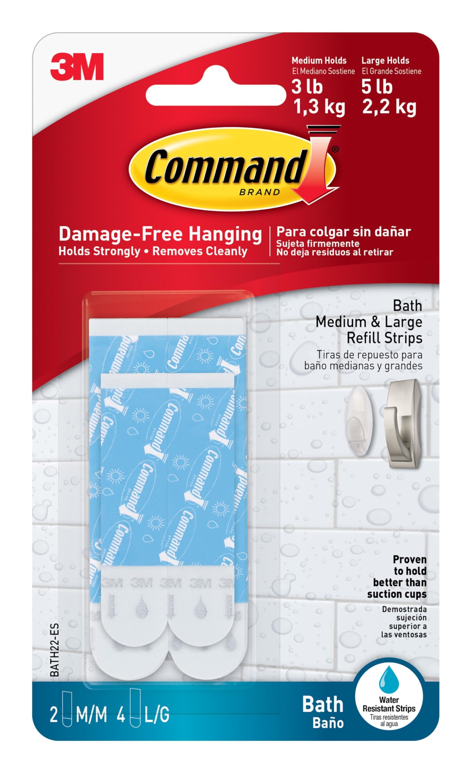 Command BATH22-ES Water-Resistant Refill Strips