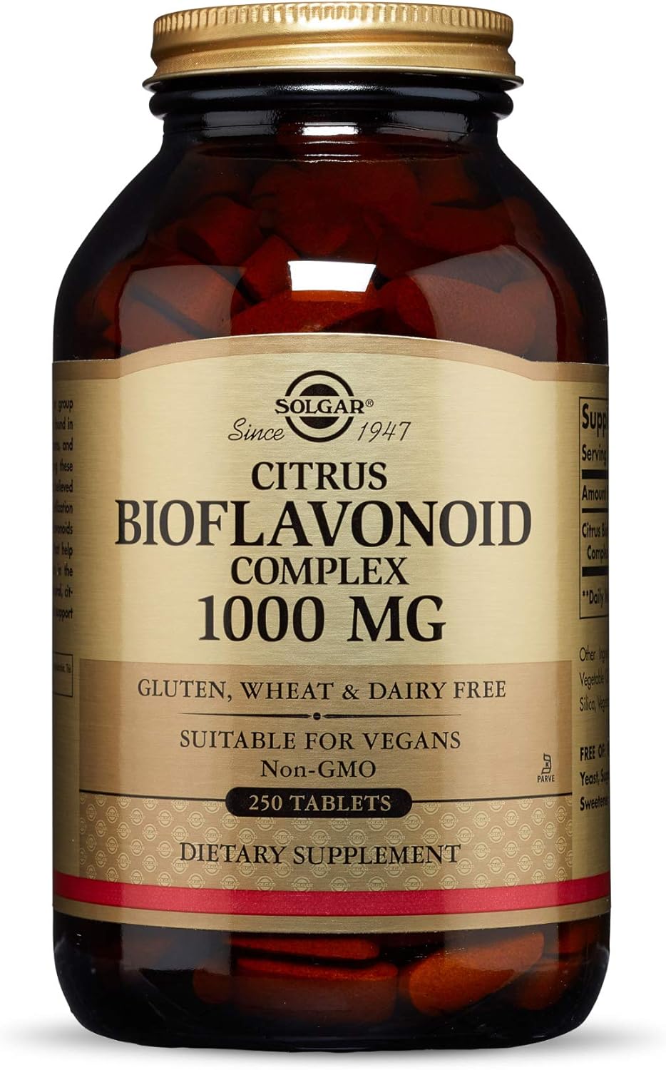 Solgar Citrus Bioflavonoid Complex 1000 mg, 250 Tablets - Antioxidant Support - Promotes Optimal Health - Non-GMO, Vegan, Gluten Free, Dairy Free, Kosher - 250 Servings: Health & Personal Care