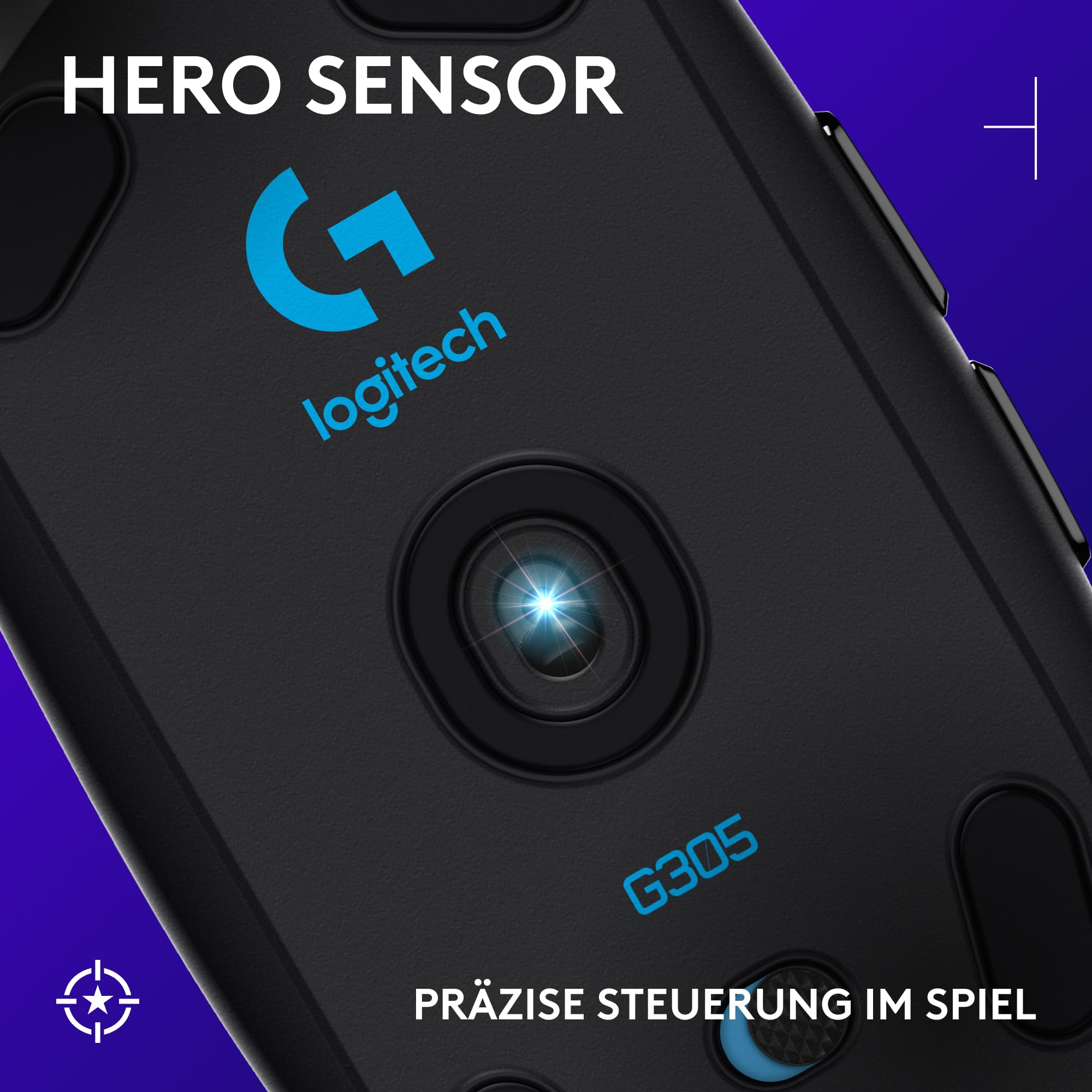 Logitech G305 LIGHTSPEED kabellose Gaming-Maus mit HERO 12K DPI Sensor, Wireless Verbindung, 6 programmierbare Tasten, 250 Stunden Akkulaufzeit, Leichtgewicht, PC/Mac - Schwarz 2