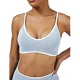 ABOCIW Women's Color Block Sports Bras Seamless Adjustable Spaghetti Straps Workout Gym Bra Wireless Yoga Crop Tops