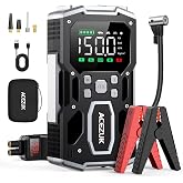 ACEZUK 8000A Jump Starter with160 PSI Air Compressor, All Gas/10L Diesel | 160 PSI auto-stop tire inflator with 35 L/min airflow, 3.4-inch LCD, 10 safety protections, dual USB charging and LED lights
