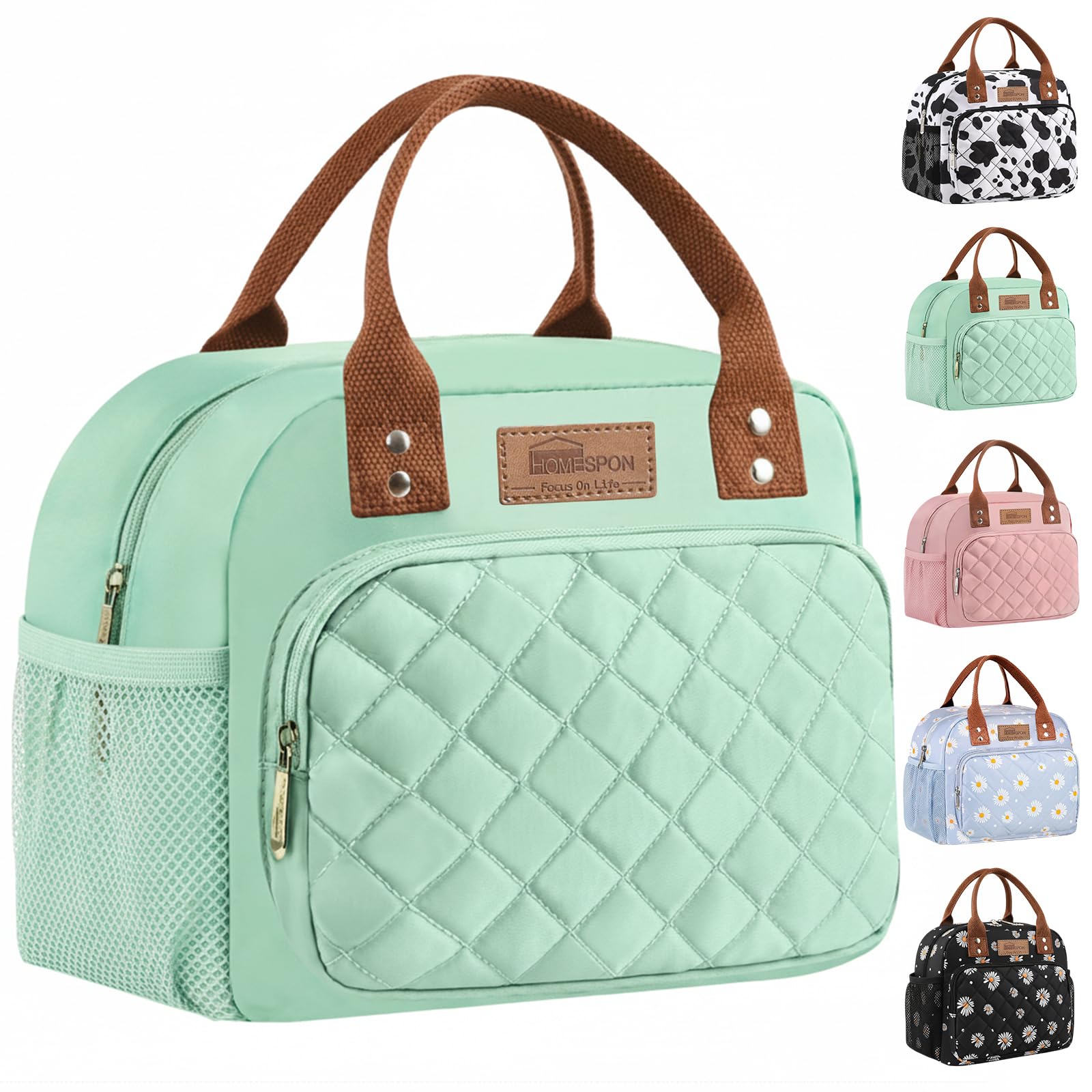 HOMESPON Insulated Lunch Bag for Women Men Work Adult Cool Bag Lunch Box Container Ladies Lunch Tote (Green) — image 1