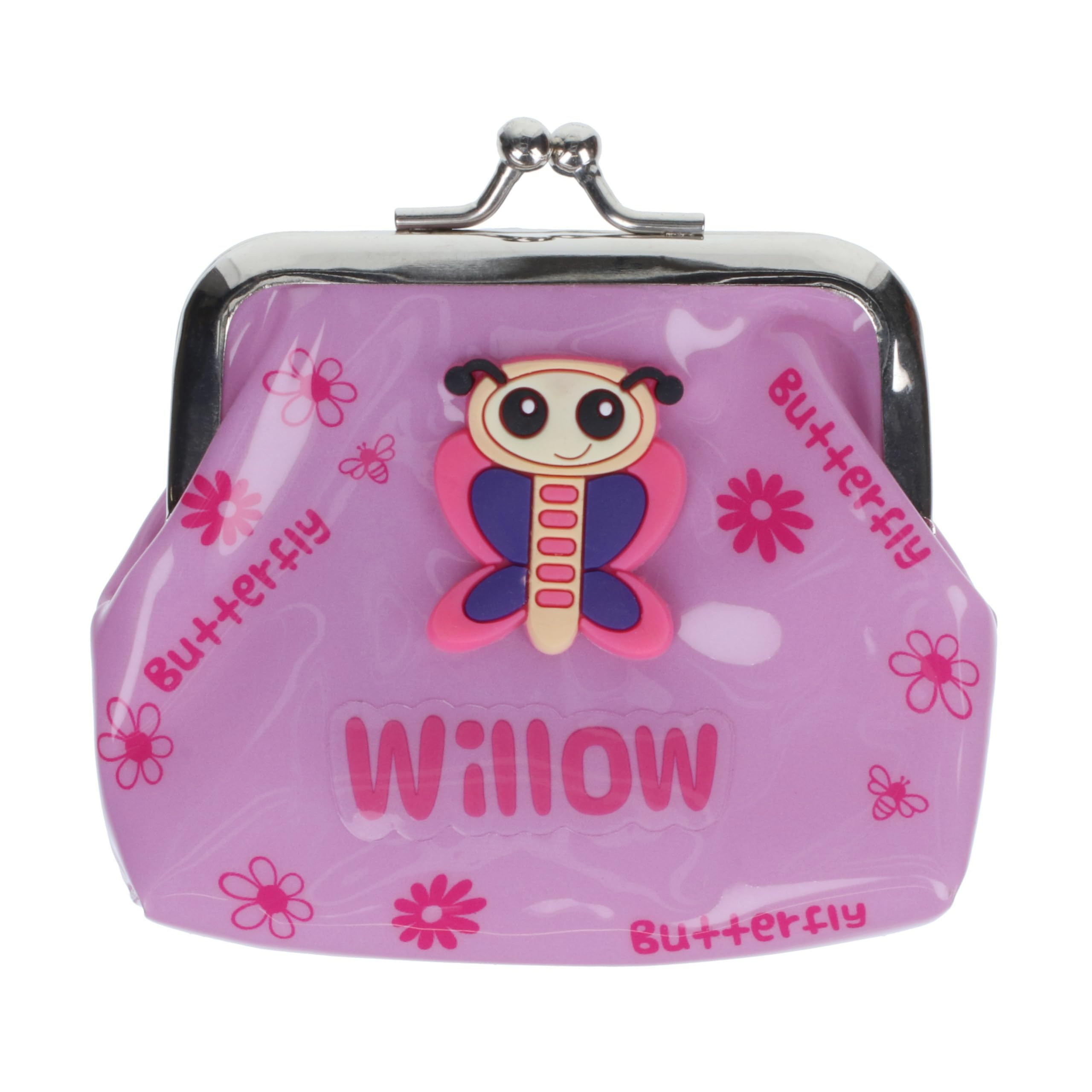 Purse Pals Girls Personalised Willow Name Butterfly Coin Purse PVC Kids Animal Character