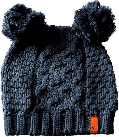 kids navy bobble hat