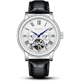 SEA-GULL 2021 Seagull Men's Watch Hollow Automatic Mechanical Watch Calendar Potential Multifunction Flywheel Business Watches, White- D819.626, Strap