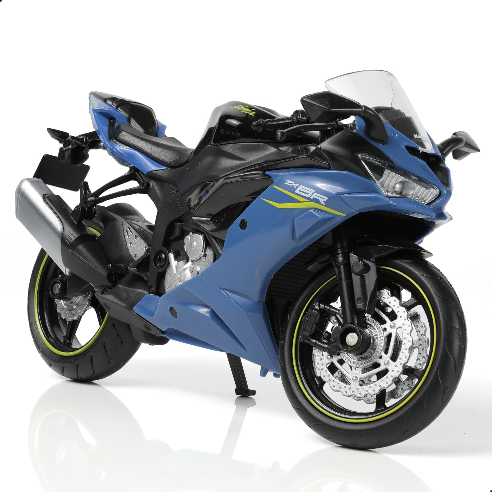 Risopen Die-Cast Motorcycle Model for Kawasaki Ninja ZX-6R Motor Bike Toy 1:12 Motorcycle Toy Gift Collection for Kid Adult (Blue)