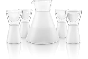 Final Touch 5 Piece Frosted Sake Decanter Serving Set - Double Wall Glasses (SK5401)